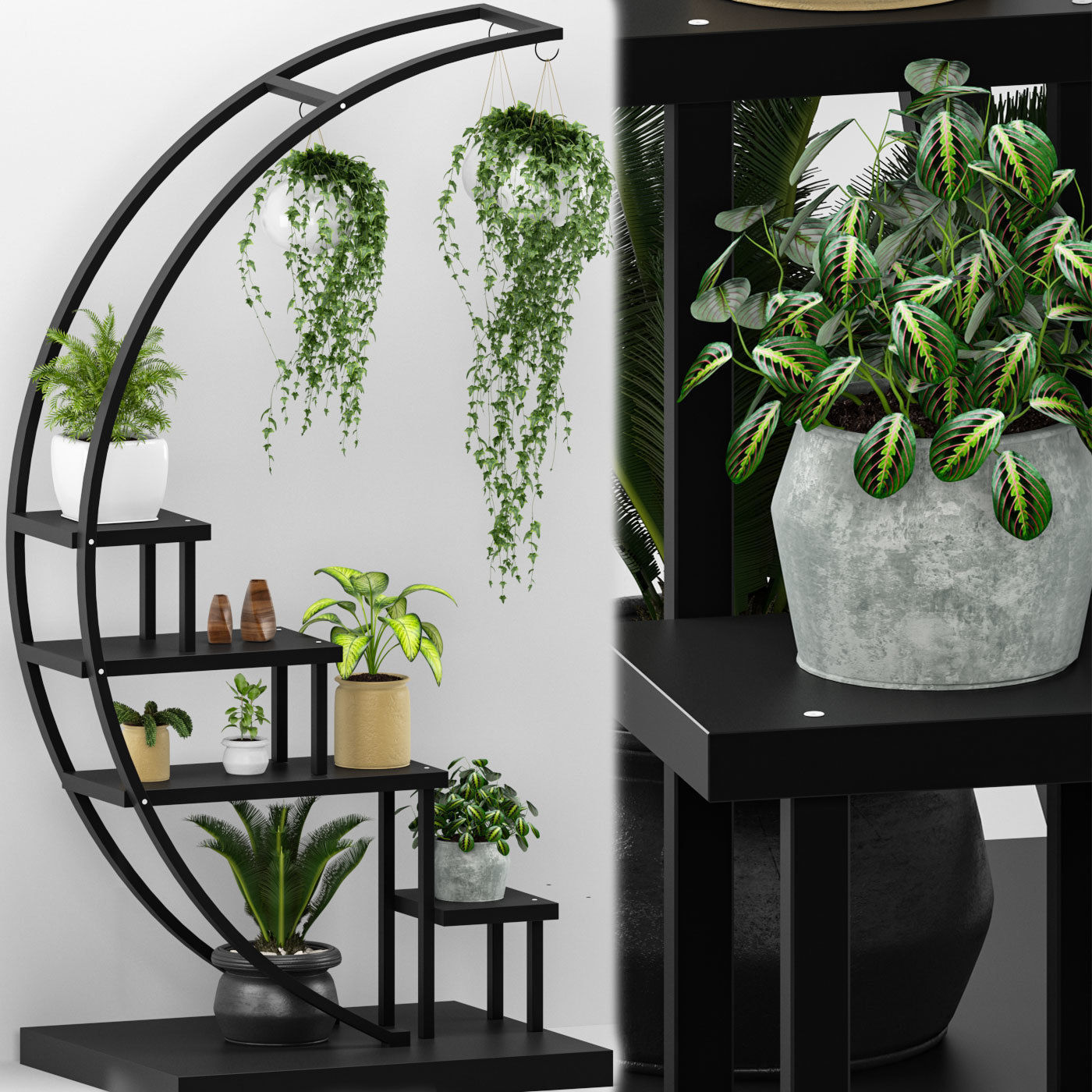 Half moon plant stand 3D model_3