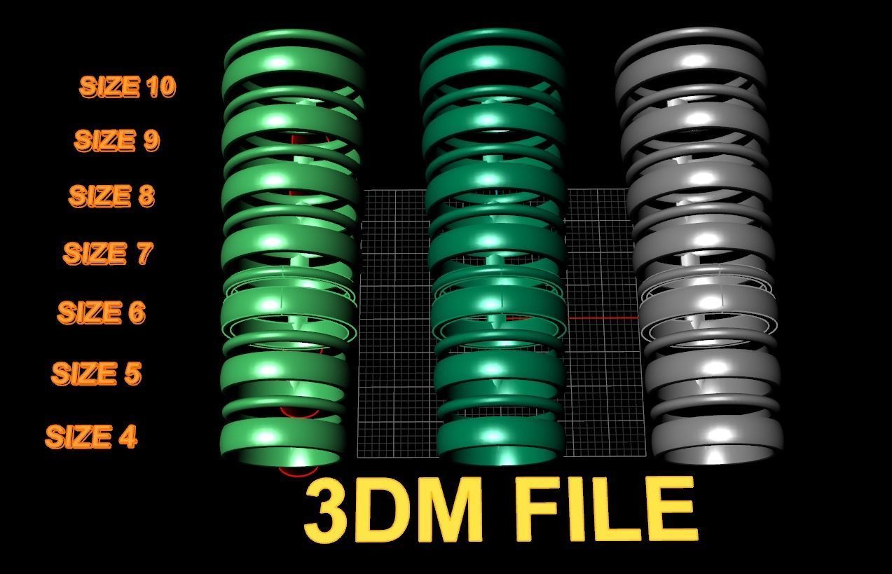 DOUBLE ROW STACK BAND RING MIX SIZE 4 5 6 7 8 9 10 3D print model_6