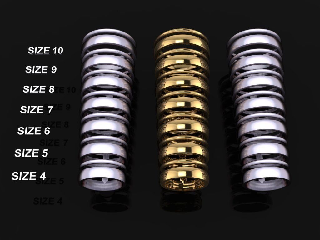 DOUBLE ROW STACK BAND RING MIX SIZE 4 5 6 7 8 9 10 3D print model_2