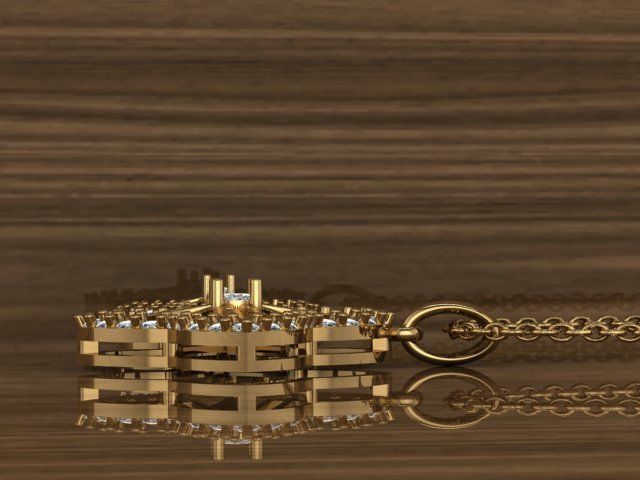 Beautiful Gold Silver Pendant Set  3D print model_3