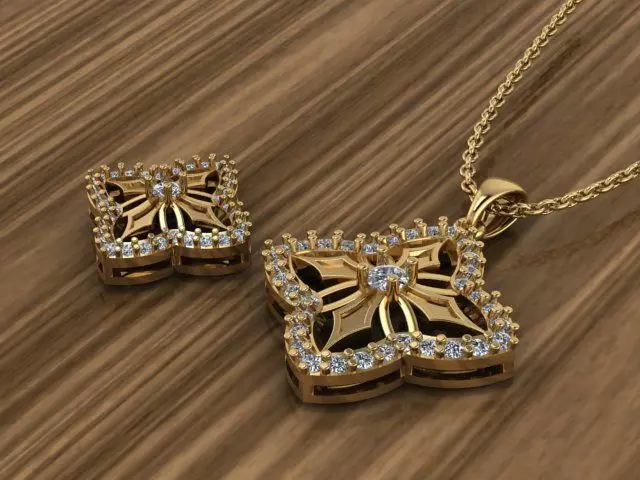 Beautiful Gold Silver Pendant Set  3D print model_0
