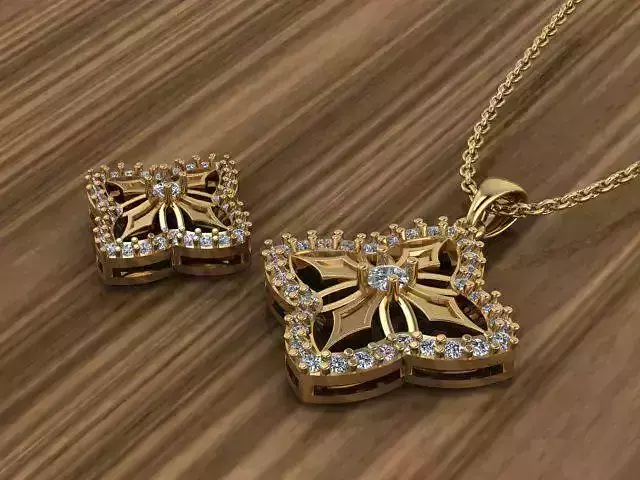 Beautiful Gold Silver Pendant Set 