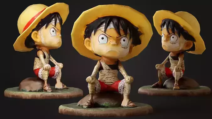 Luffy Small Figure Low-poly 3D model Luffy Small Figure Low-poly 3D model