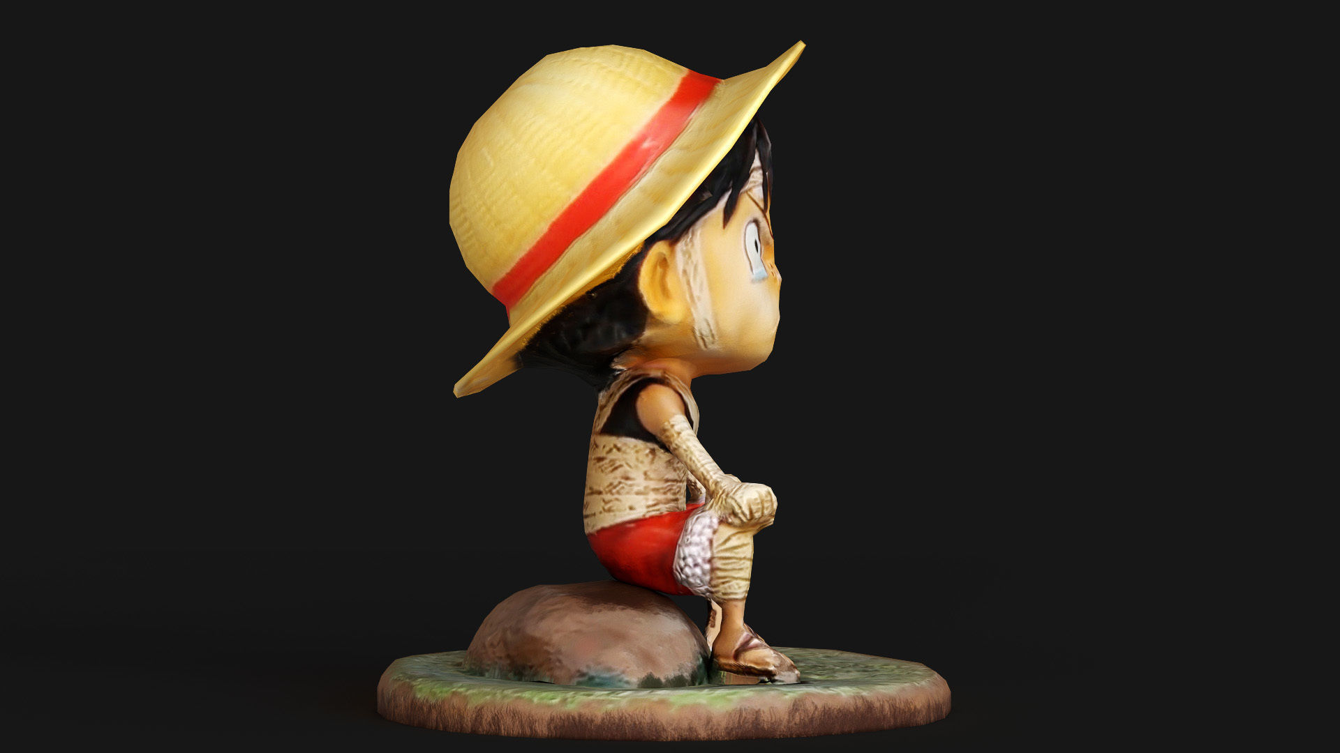 Luffy Small Figure Low-poly 3D model_9