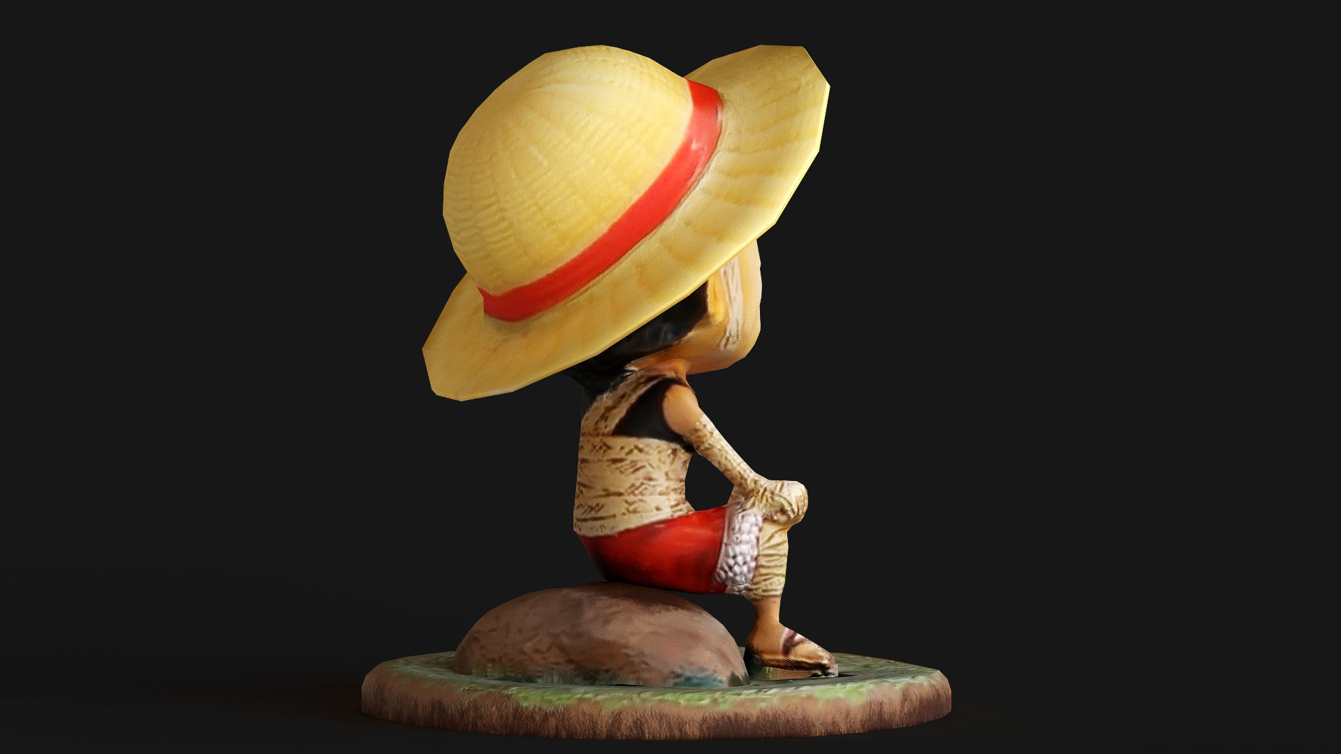 Luffy Small Figure Low-poly 3D model_7