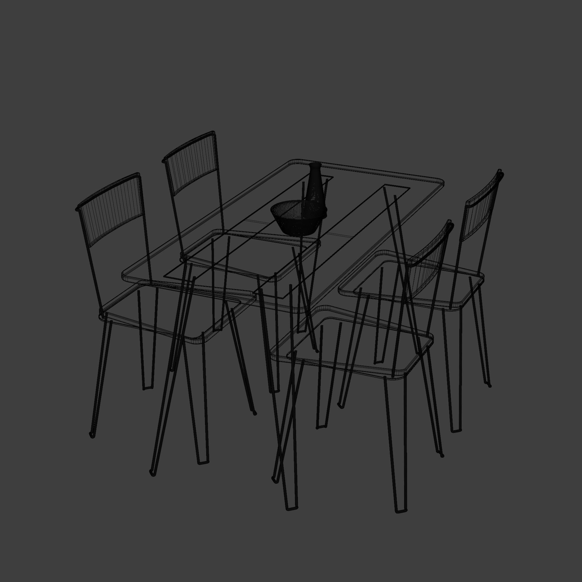 Dining Table Set001  3D model_1