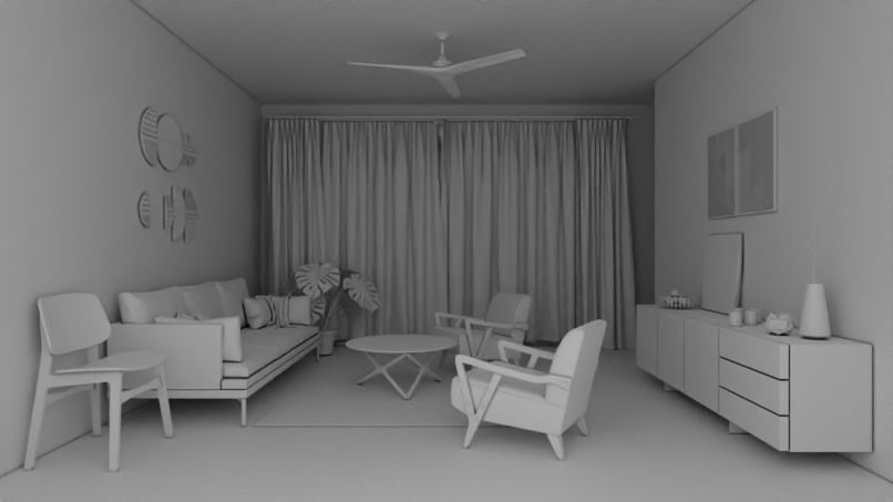 living room 3D model_3