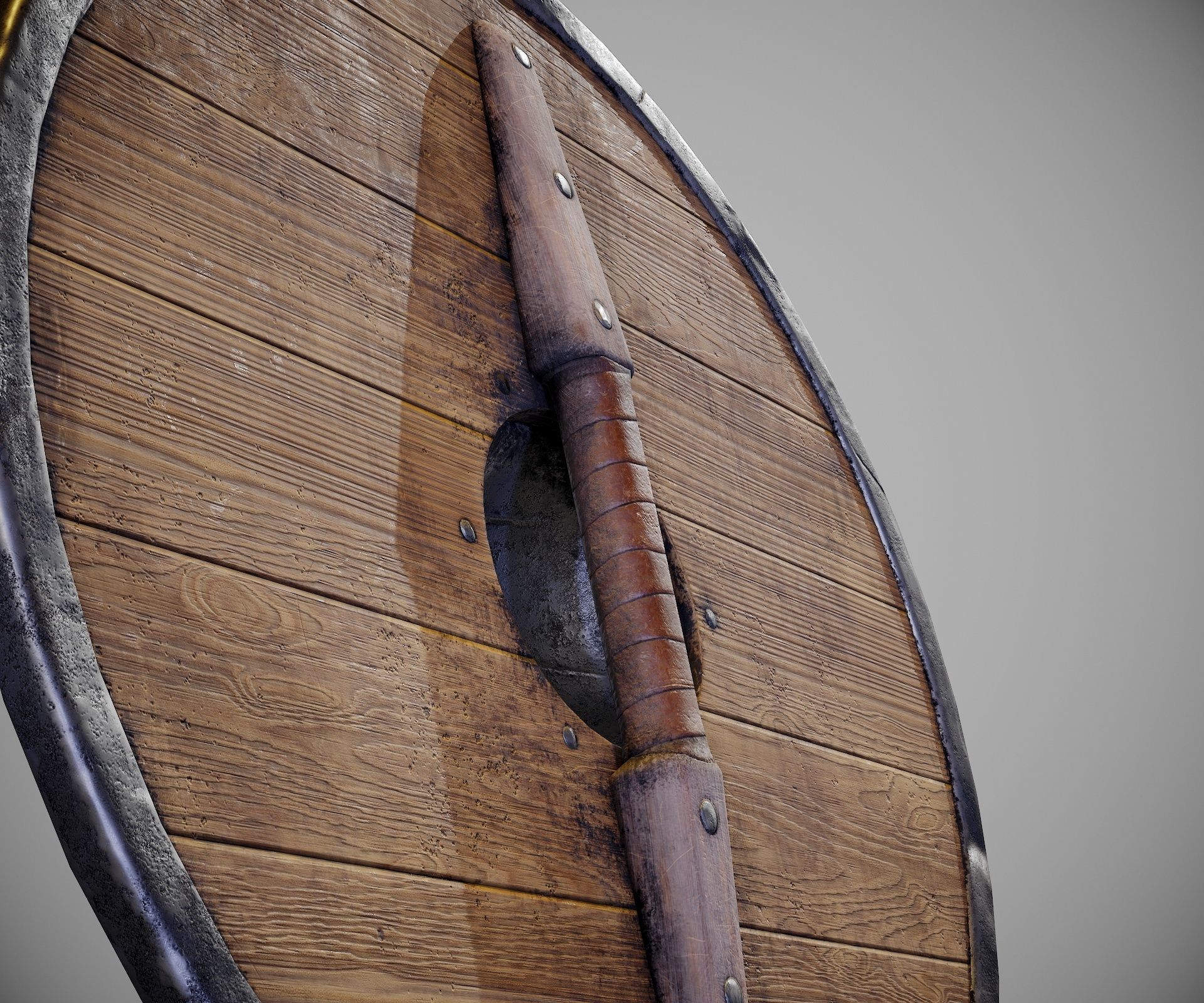 Round shield with carved nordic ornament Low-poly 3D model_20