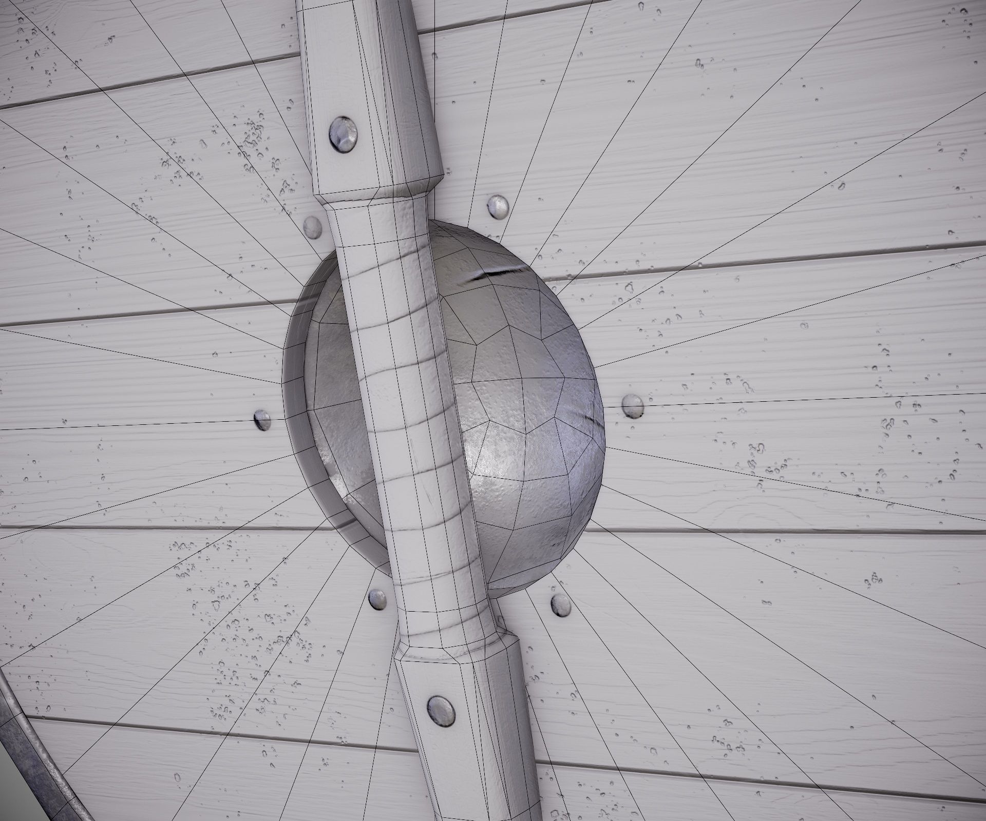 Round shield with carved nordic ornament Low-poly 3D model_27