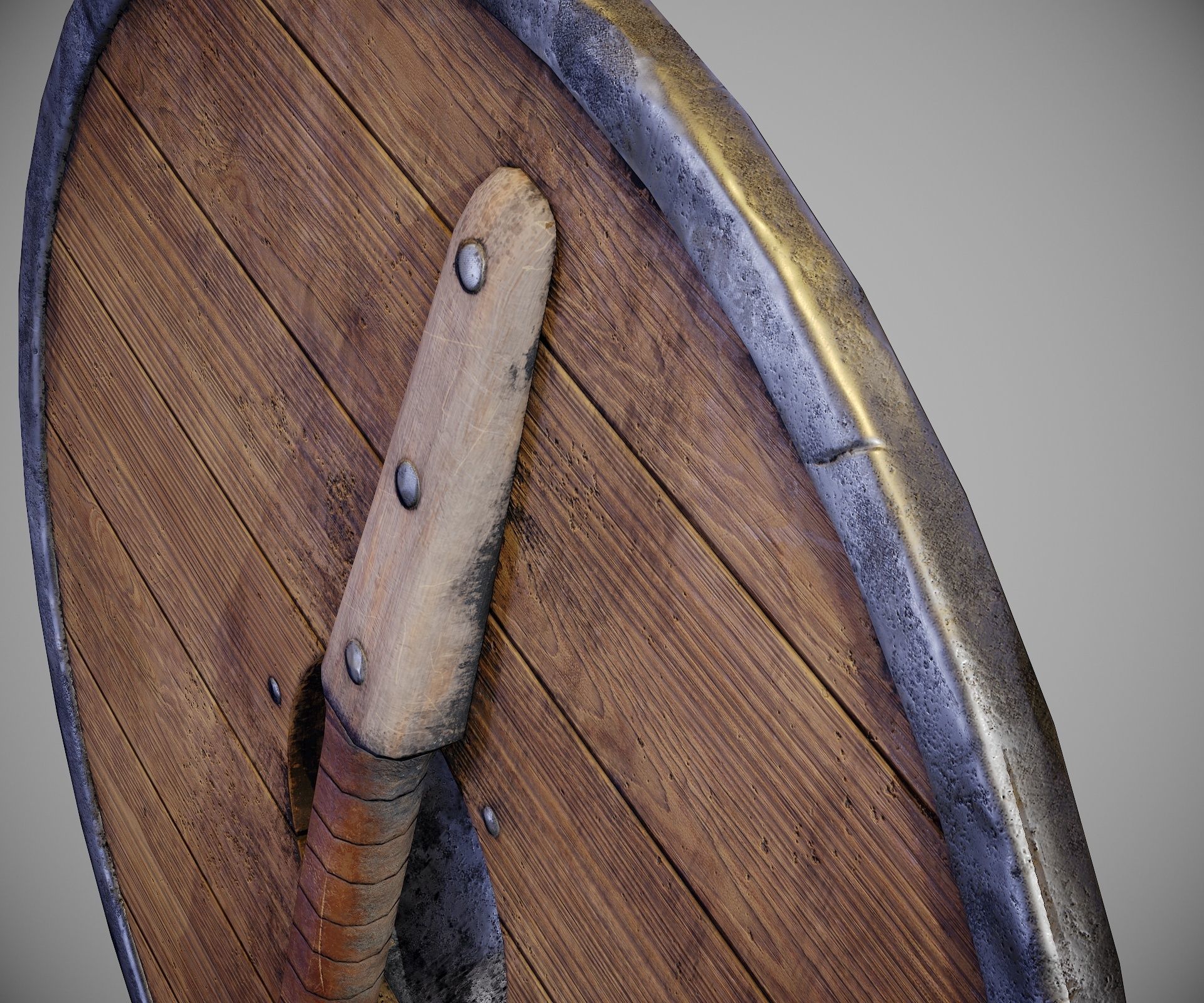 Round shield with carved nordic ornament Low-poly 3D model_18