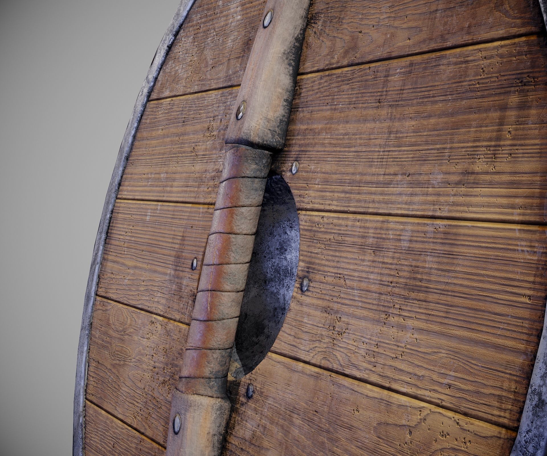 Round shield with carved nordic ornament Low-poly 3D model_21