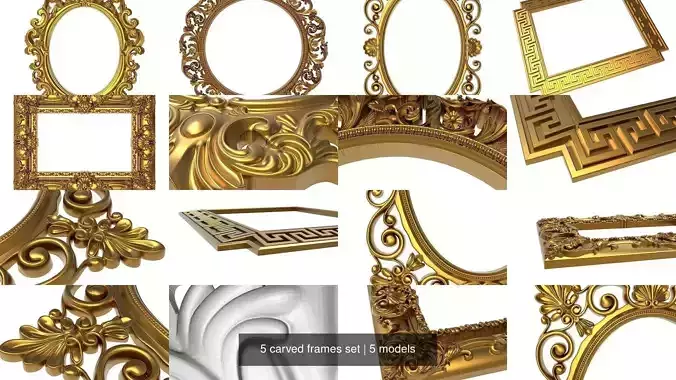 5 carved frames set 3D Model Collection