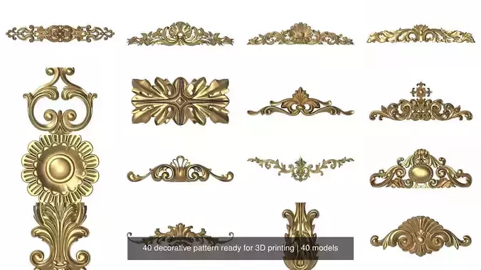  40 decorative pattern ready for 3D printing 3D Model Collection