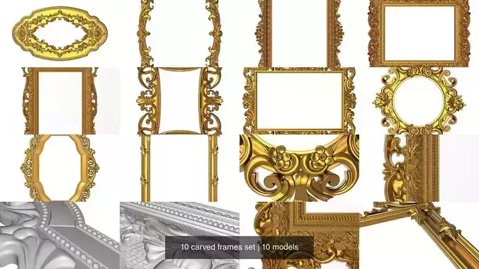 10 carved frames set 3D Model Collection