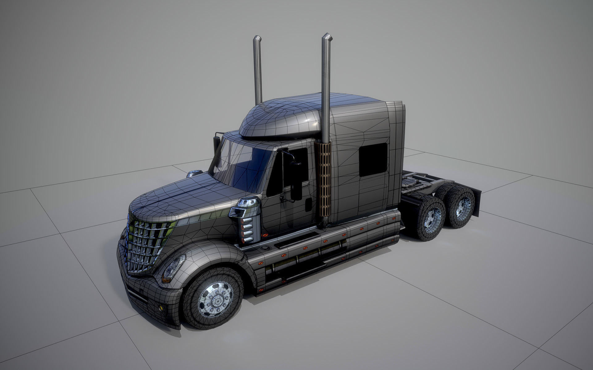 American Truck 2 and upgrades - Mobile Asset Low-poly 3D model_8