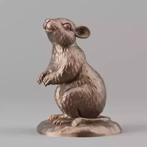 Mouse bronze statue of rodent 3D print model