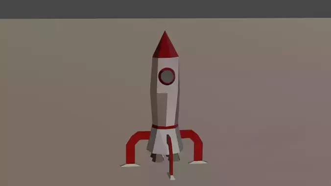 Basic Low-Poly Space Rocket - Quirky and Game-Ready