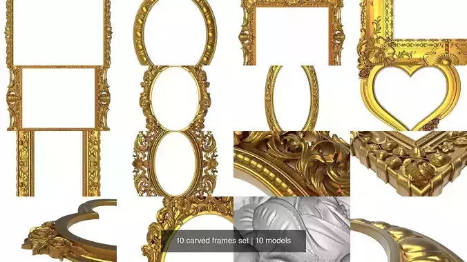 10 carved frames set 3D Model Collection