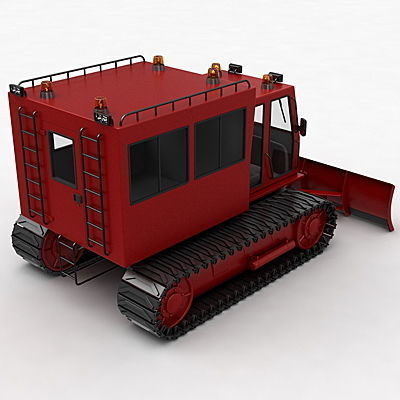 Chair Lift Snowcat Snowplow Snowplough 3D model_5