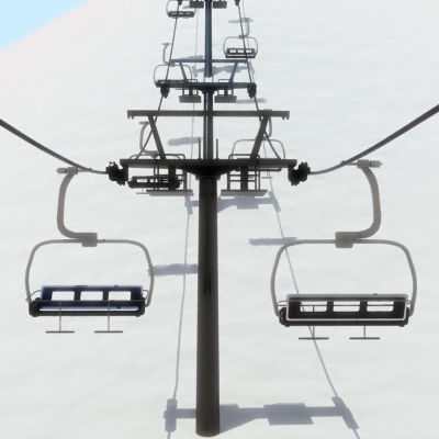 Chair Lift Snowcat Snowplow Snowplough 3D model_6