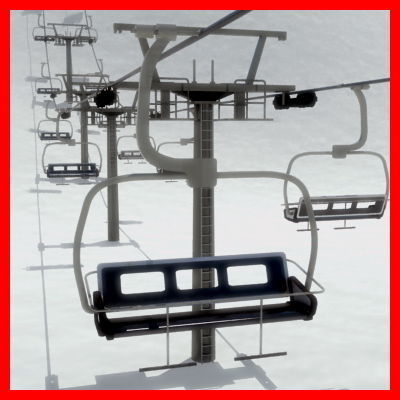 Chair Lift Snowcat Snowplow Snowplough 3D model_3