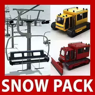 Chair Lift Snowcat Snowplow Snowplough 3D model