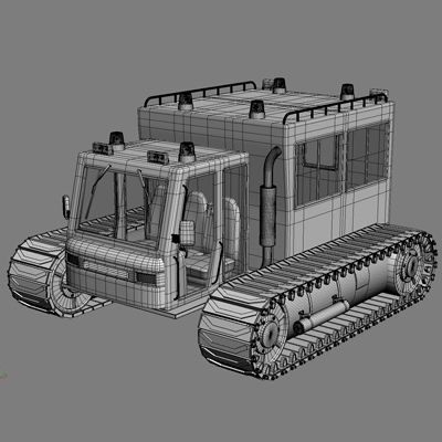 Chair Lift Snowcat Snowplow Snowplough 3D model_17