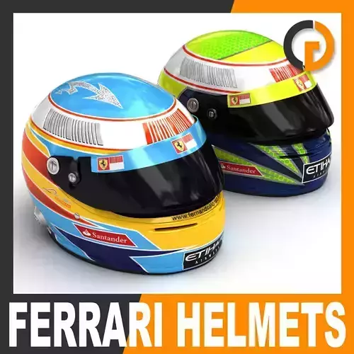 Helmet F1 2010 Fernando Alonso and Felipe Massa 3D model