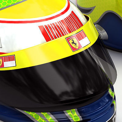 Helmet F1 2010 Fernando Alonso and Felipe Massa 3D model_8