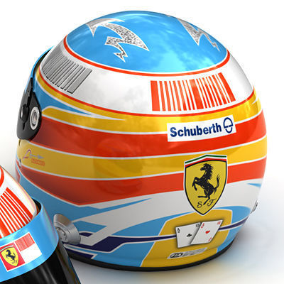 Helmet F1 2010 Fernando Alonso and Felipe Massa 3D model_3
