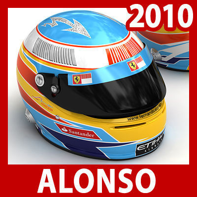 Helmet F1 2010 Fernando Alonso and Felipe Massa 3D model_1