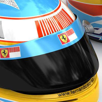 Helmet F1 2010 Fernando Alonso and Felipe Massa 3D model_7