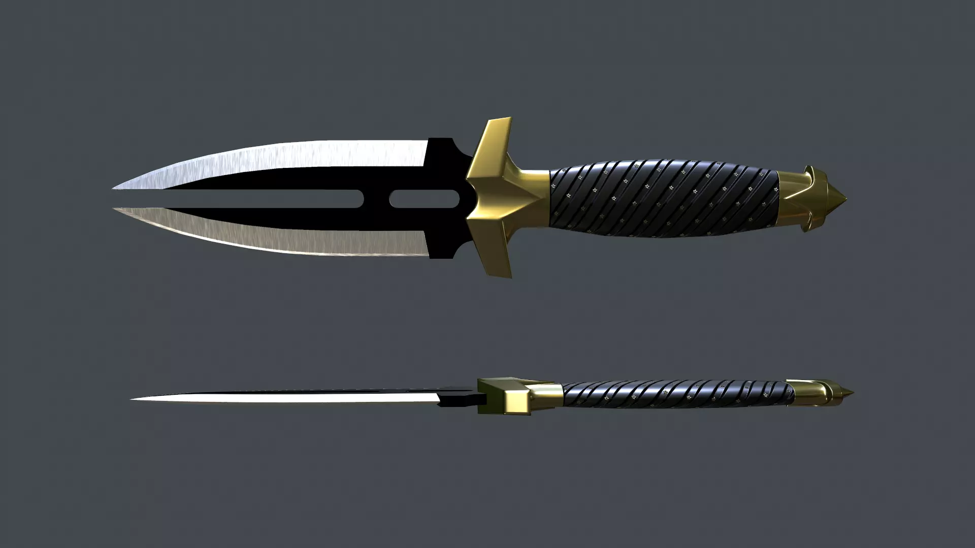 Double Shadow Black Knife Low-Poly 3D Models Low-poly 3D model_0