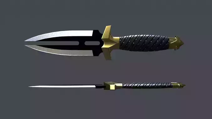 Double Shadow Black Knife Low-Poly 3D Models