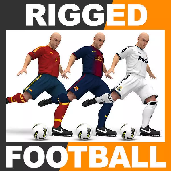 Rigged Football Player and Goalkeeper - Madrid Barcelona Spain 3D model