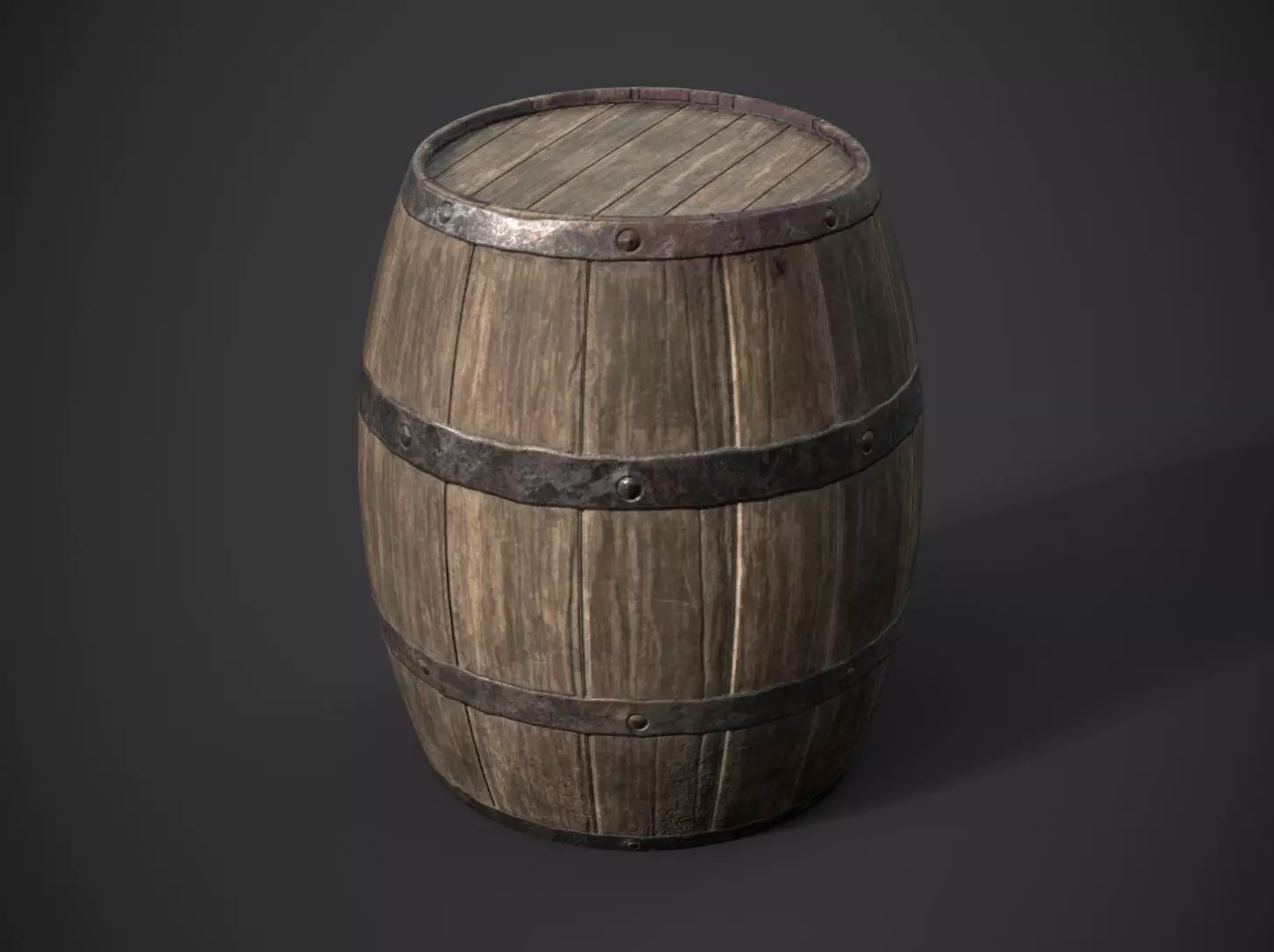 Old Barrel PBR Low-poly 3D model