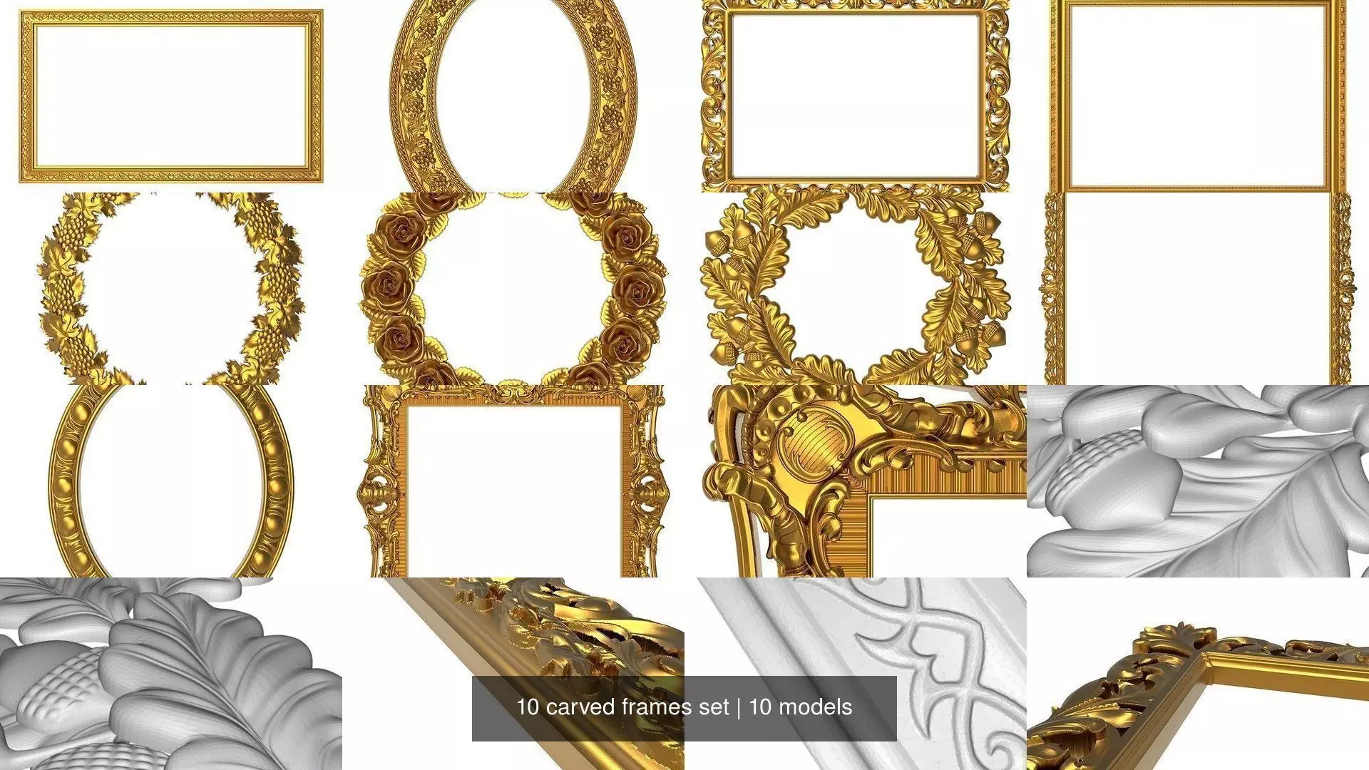 10 carved frames set 3D Model Collection_0