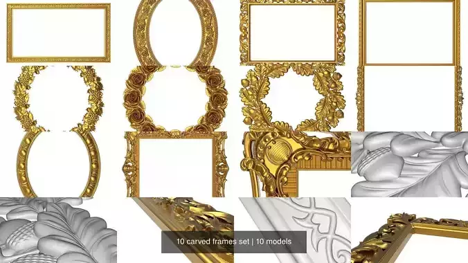10 carved frames set 3D Model Collection