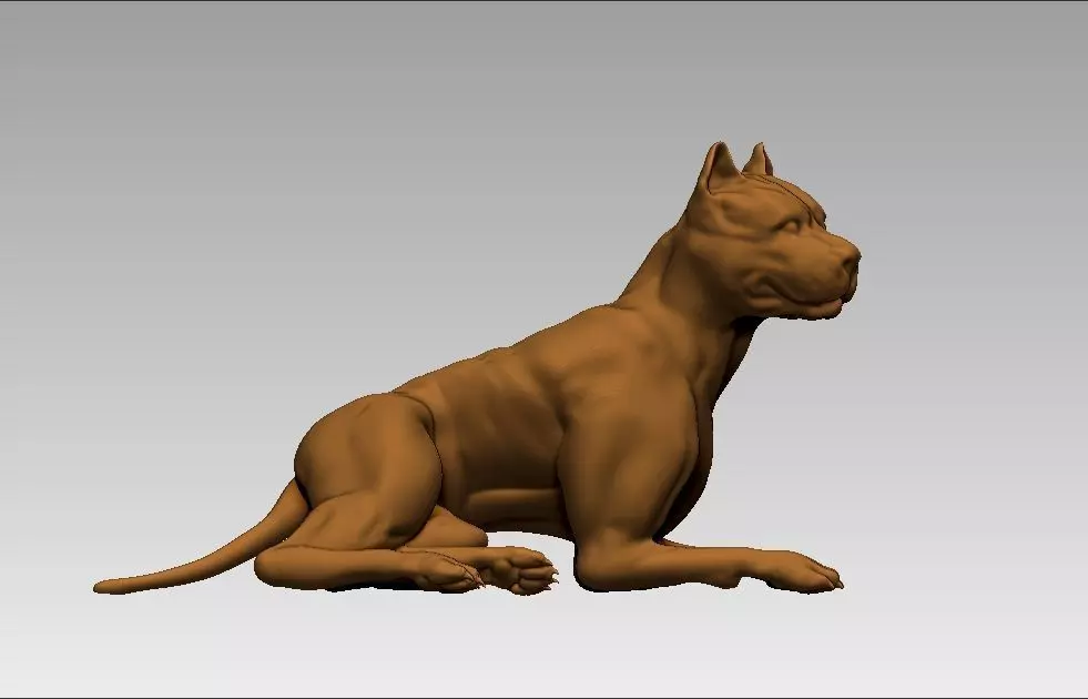 American pitbull terier sitting relaxed lying 3D print model_0
