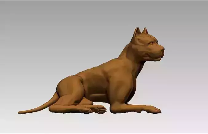 American pitbull terier sitting relaxed lying 3D print model