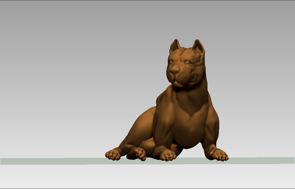 American pitbull terier sitting relaxed lying 3D print model_37