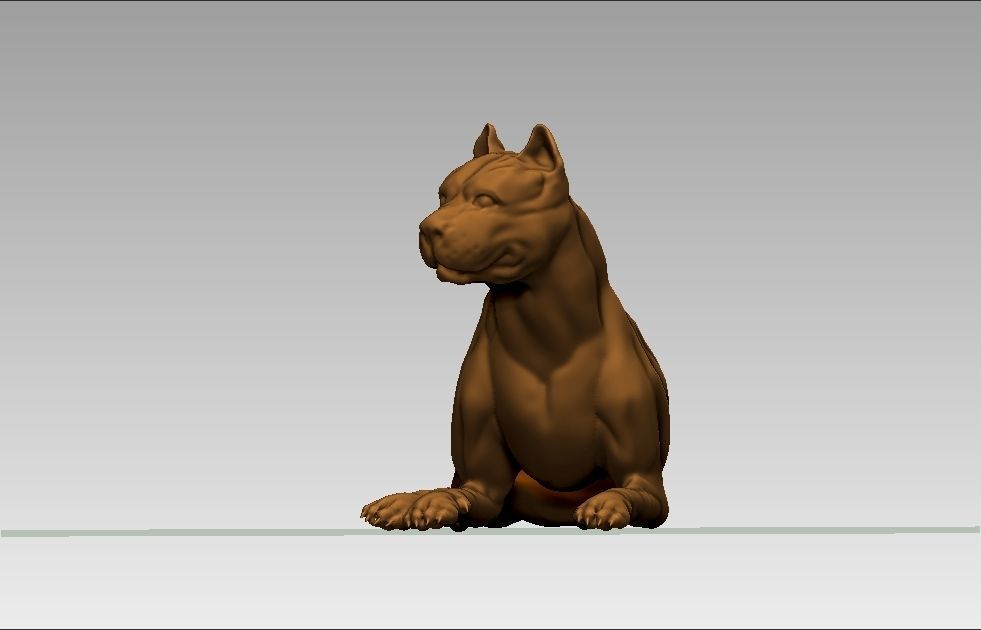 American pitbull terier sitting relaxed lying 3D print model_38