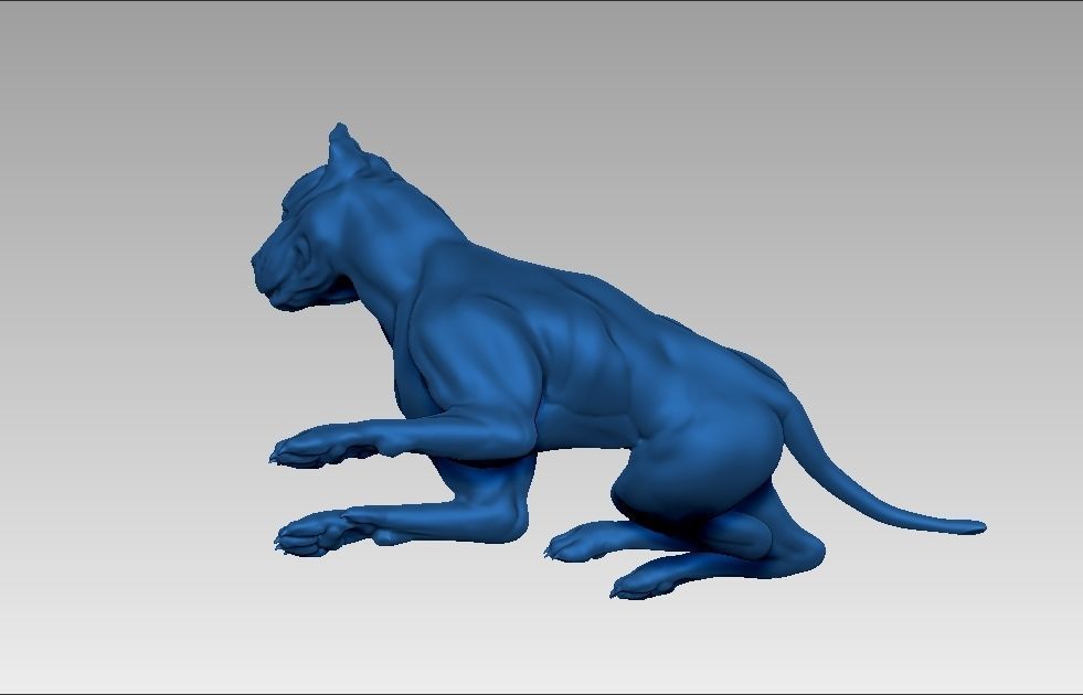 American pitbull terier sitting relaxed lying 3D print model_33
