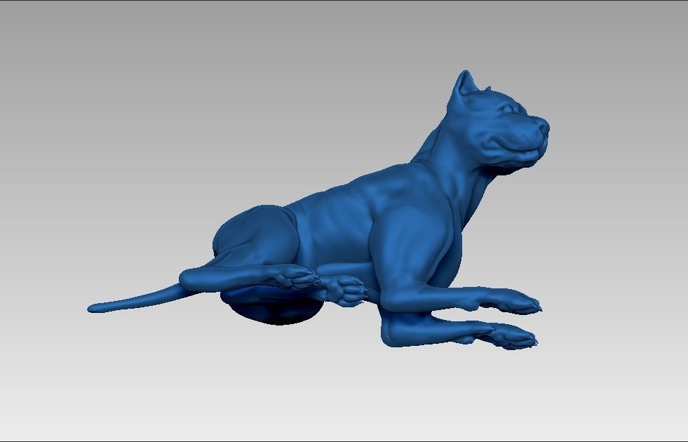 American pitbull terier sitting relaxed lying 3D print model_30