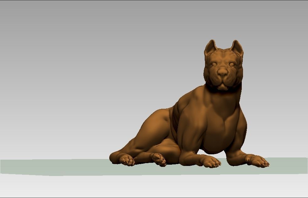 American pitbull terier sitting relaxed lying 3D print model_36
