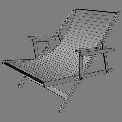 Beach Chair and Sun Umbrella 3D model_8