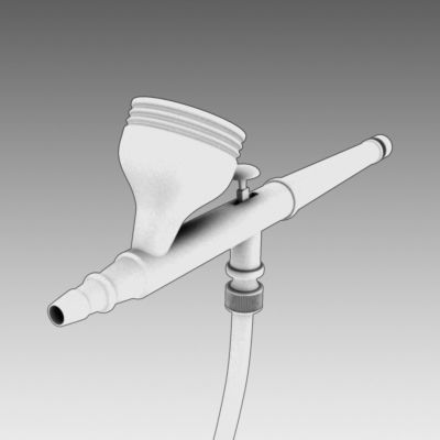 Airbrush silver paint gun with handle 3D model_4