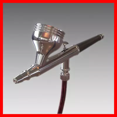 Airbrush silver paint gun with handle 3D model_0