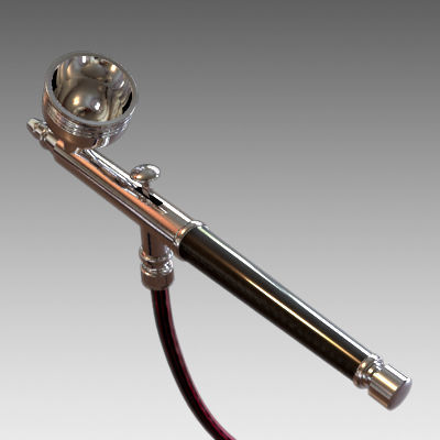 Airbrush silver paint gun with handle 3D model_2