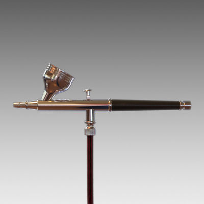 Airbrush silver paint gun with handle 3D model_1